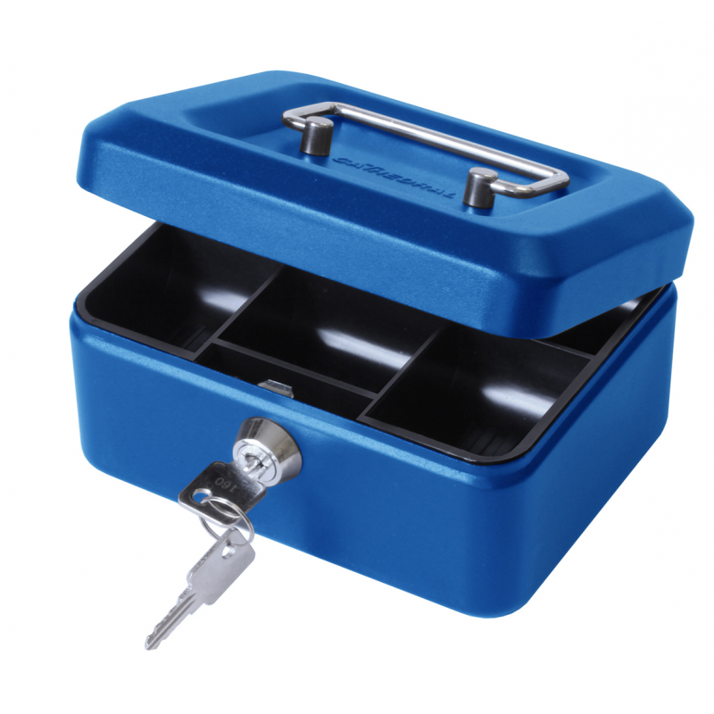 ValueX Metal Cash Box 150mm (6 inch) Key Lock Blue