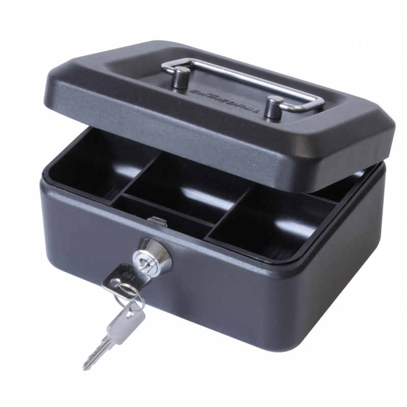 ValueX Metal Cash Box 200mm (8 Inch) Key Lock Black