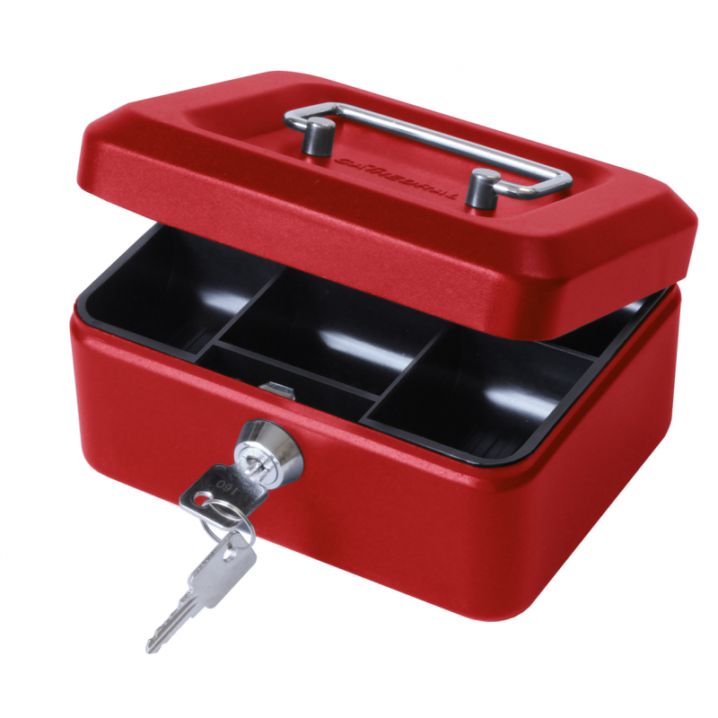 ValueX Metal Cash Box 200mm (8 Inch) Key Lock Red