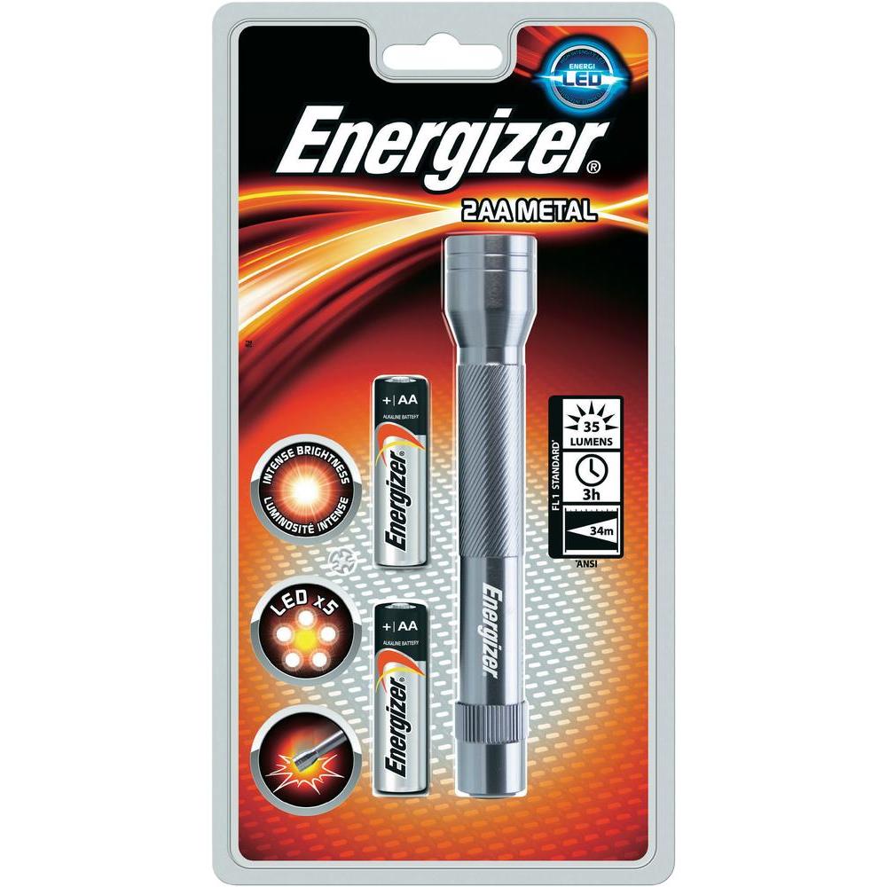 Energizer Flash Light Metal Torch 5 x LED 2 x AA Batteries
