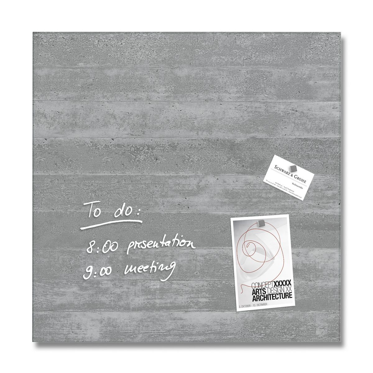 Sigel Magnetic Glass Board Artverum 48X48 Fairfaced Concrete