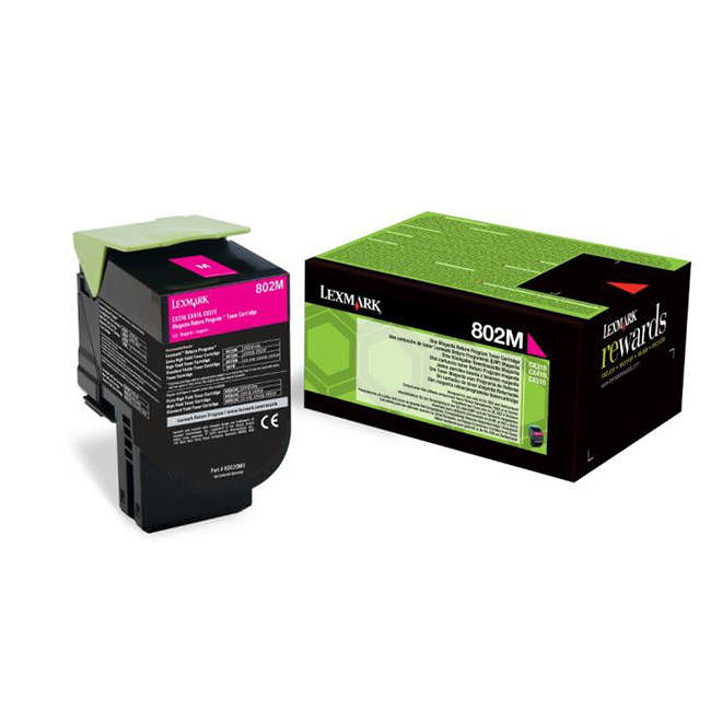 Lexmark 802M Magenta Toner Cartridge 1K Pages - 80C20M0