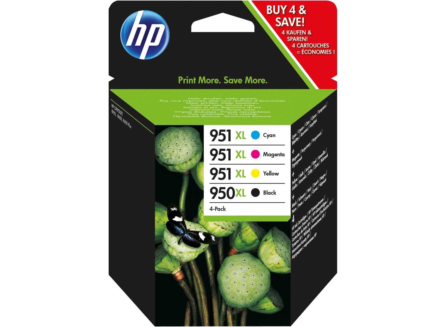 HP+950XL+Black+%2F951XL+Cyan%2FMagenta%2FYellow+High+Yield+Ink+Cartridges+%28Pack+of+4%29+C2P43AE