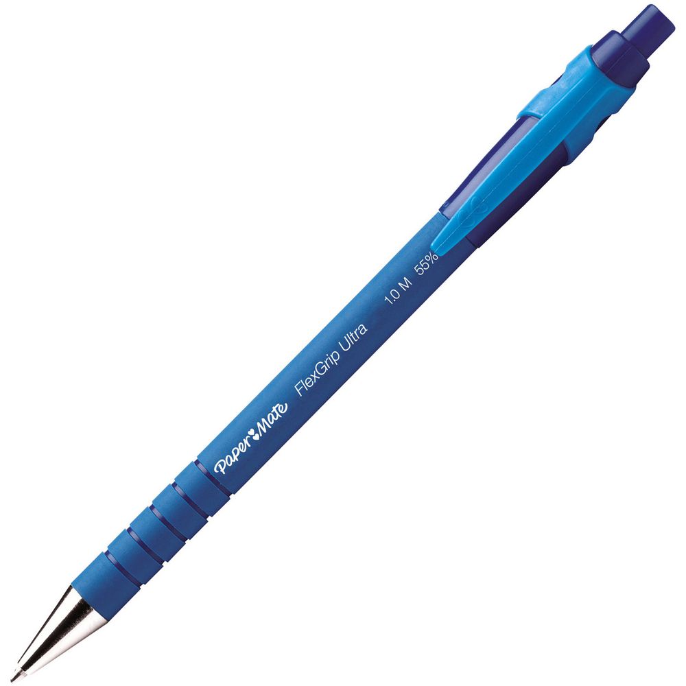 Paper Mate Flexgrip Ultra Retractable Ballpoint Pen 1.0mm Tip 0.5mm Line Blue (Pack 36)