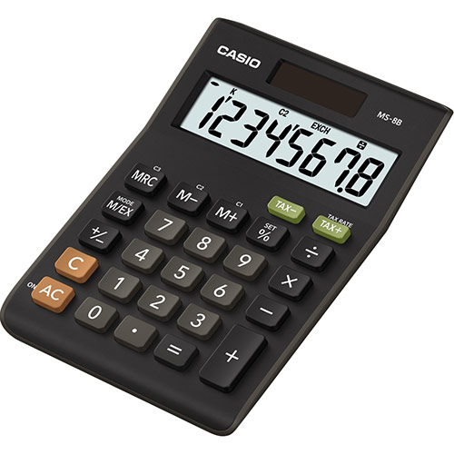 Desktop Calculator Casio MS-8B 8 Digit Desktop Calculator Black MS-8B-S-EC