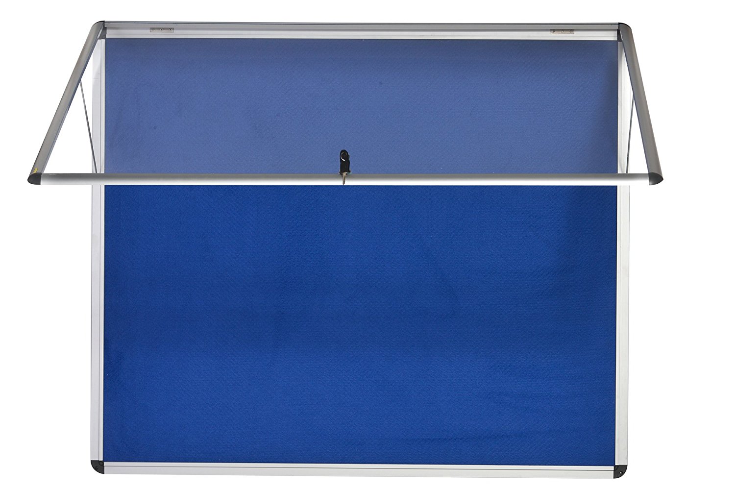 Bi-Office Fire Retardant Blue Felt Lockable Noticeboard Display Case 6 x A4 656x603mm
