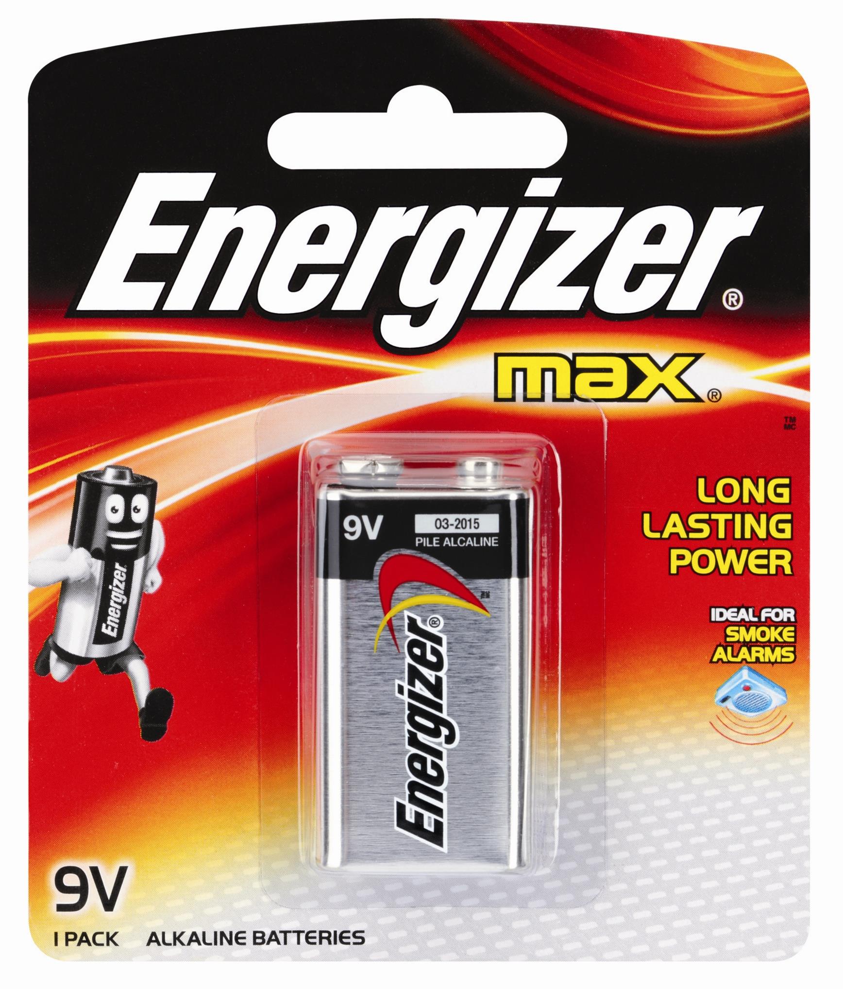 9V Energizer Max 9V Alkaline Batteries (Pack 1)