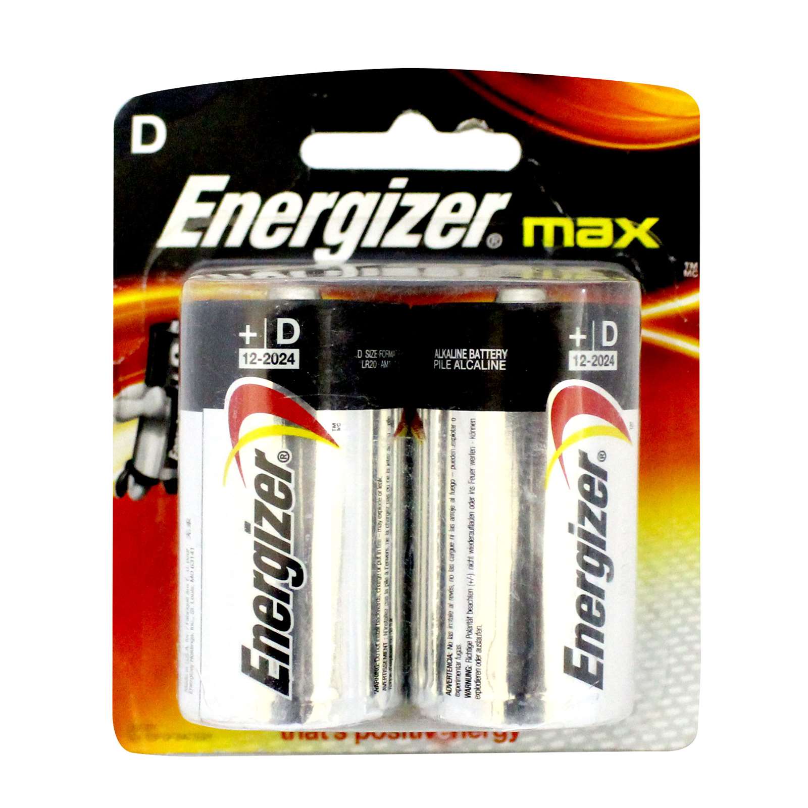 D Energizer Max D Alkaline Batteries (Pack 2)