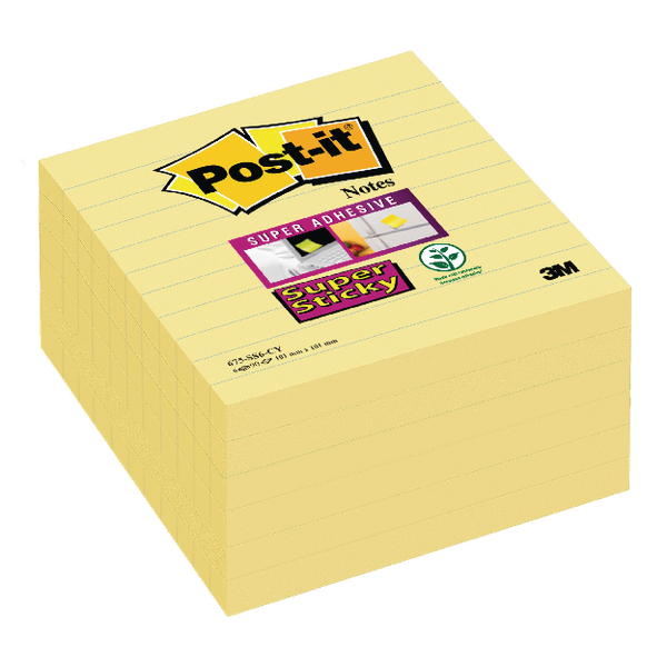 Post-it SS XL Lined 101x101mm Canary PK6