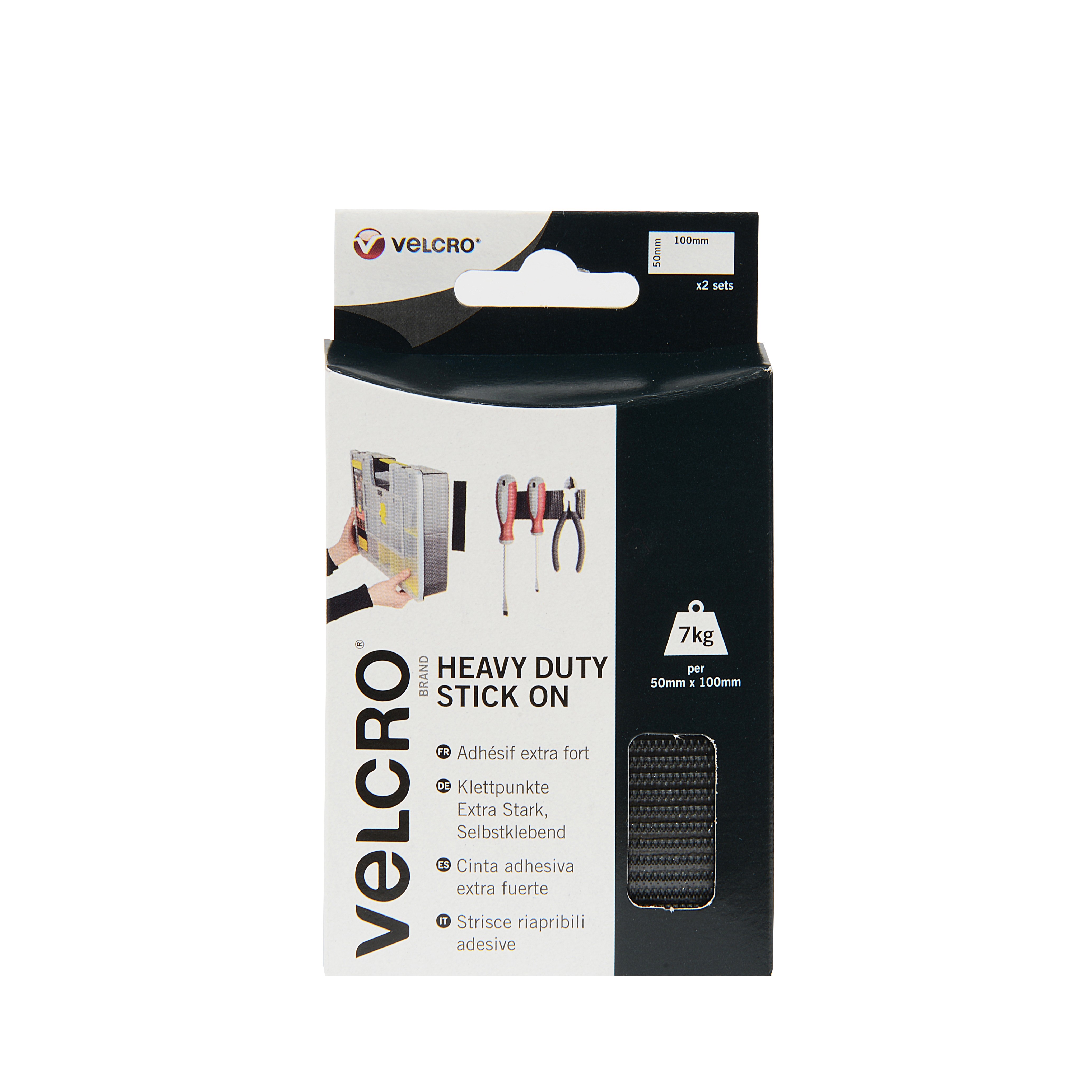 Velcro Heavy Duty 50x100 2 Sets BK