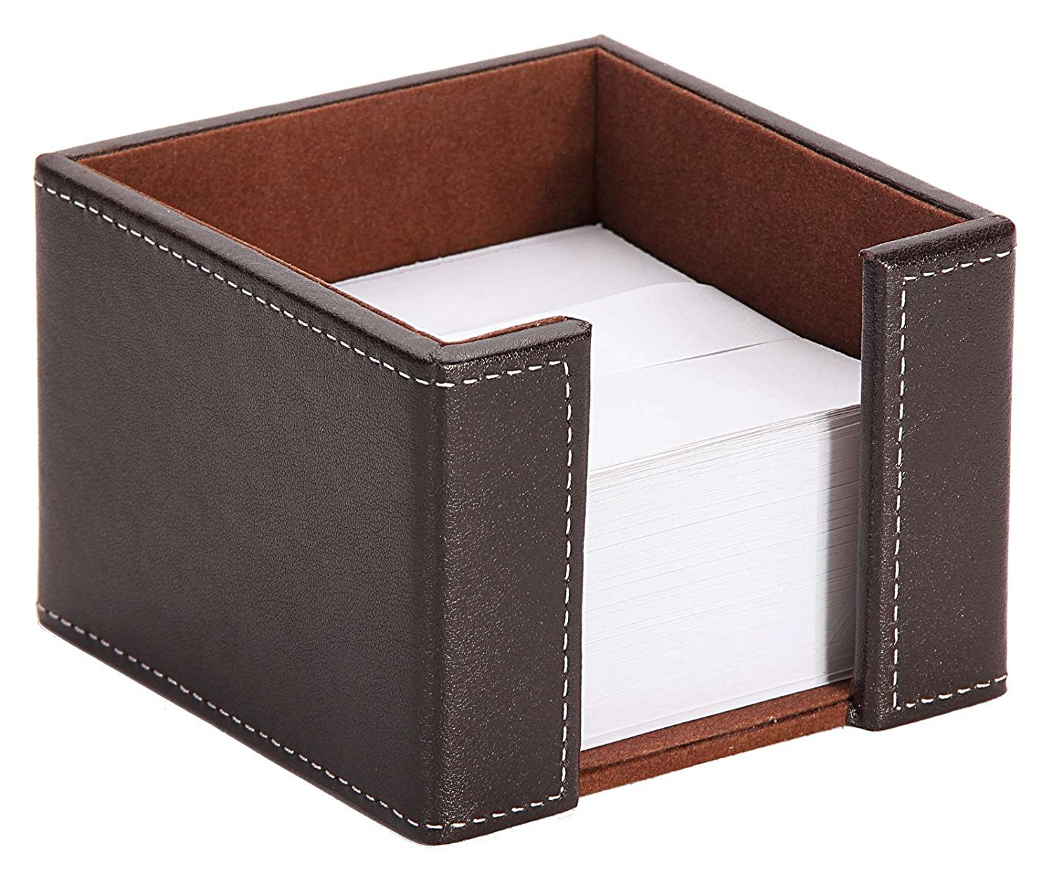Faux Leather Memo Pad Holder Brown