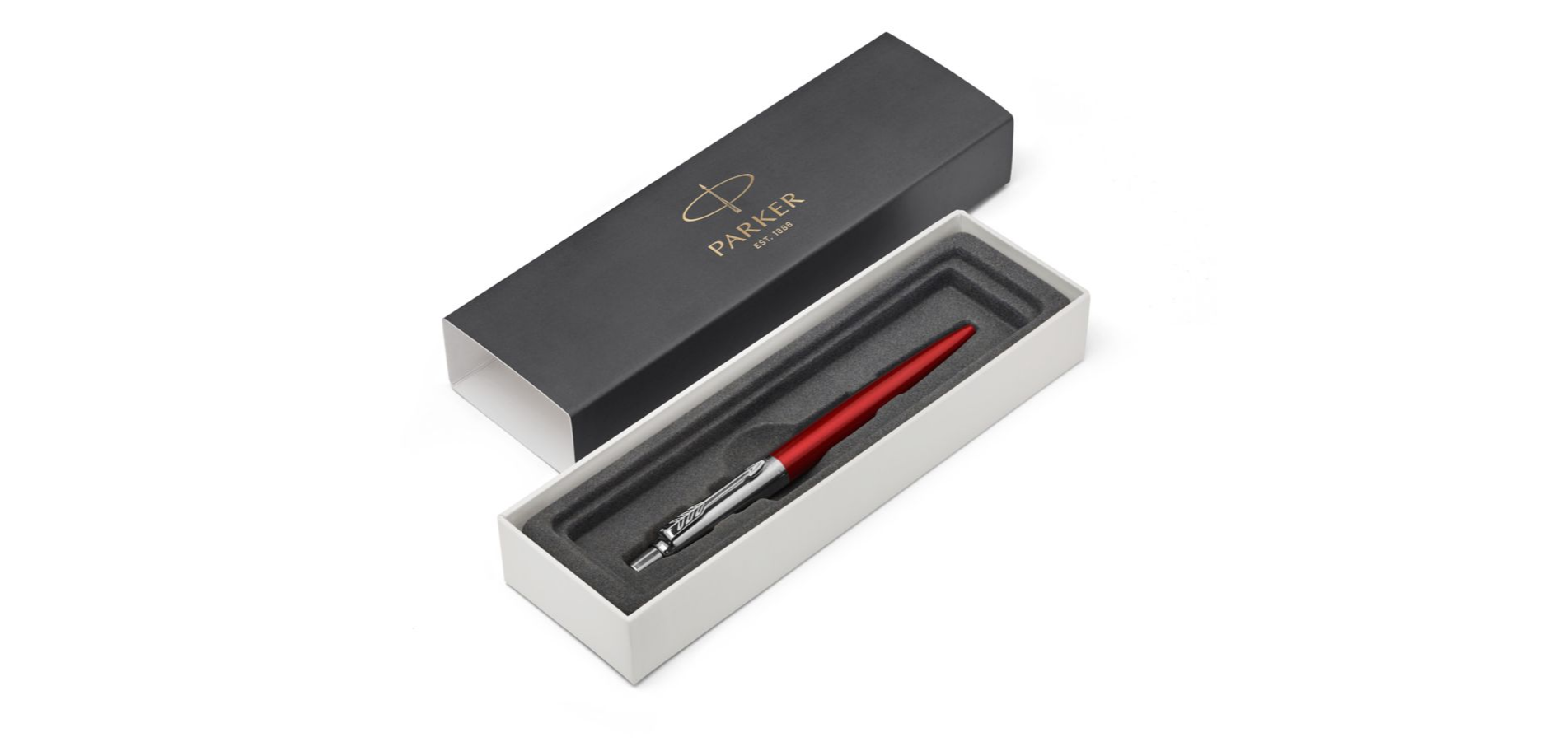 Parker Jotter Ballpoint Pen Kensington Red/Chrome Blue Ink Gift Box