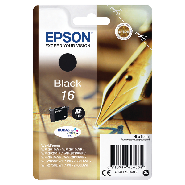 Epson 16 Pen And Crossword Black Standard Capacity Ink Cartridge 5Ml - C13T16214