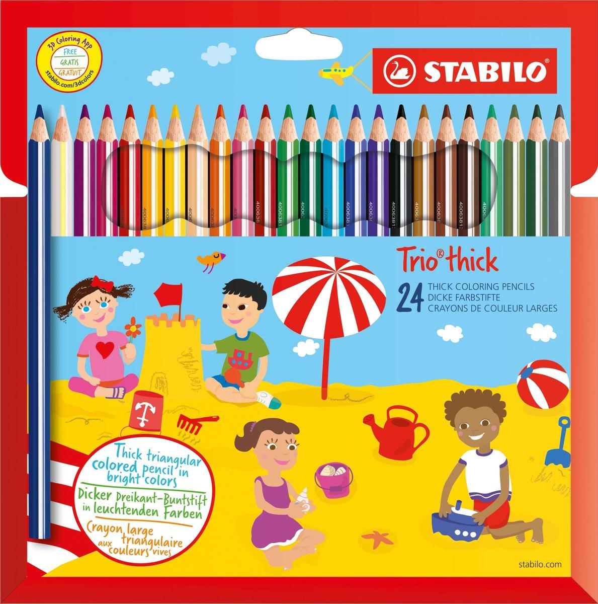 Stabilo Trio Thick Colouring Pencil Assorted Colours Pack 24