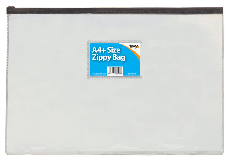 Tiger Zippy Bag Polypropylene A4 180 Micron Clear with Assorted Colour Zips (Pack 12)