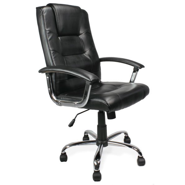 High+Back+Leather+Faced+Executive+Armchair+with+Integral+Headrest+and+Chrome+Base+-+Black+%40ZX-0