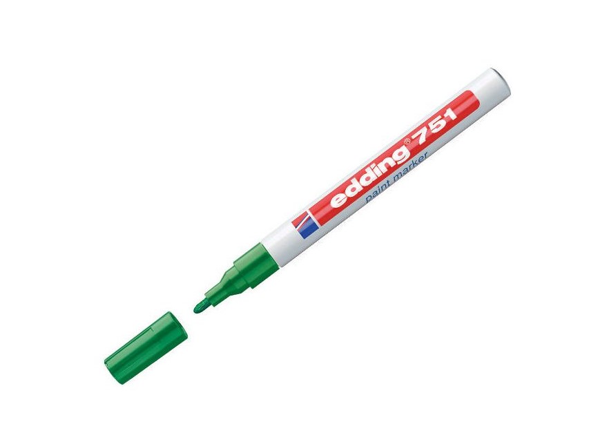 Permanent Markers Edding 751 Paint Marker Bullet Tip 1-2mm Line Green (Pack 10)