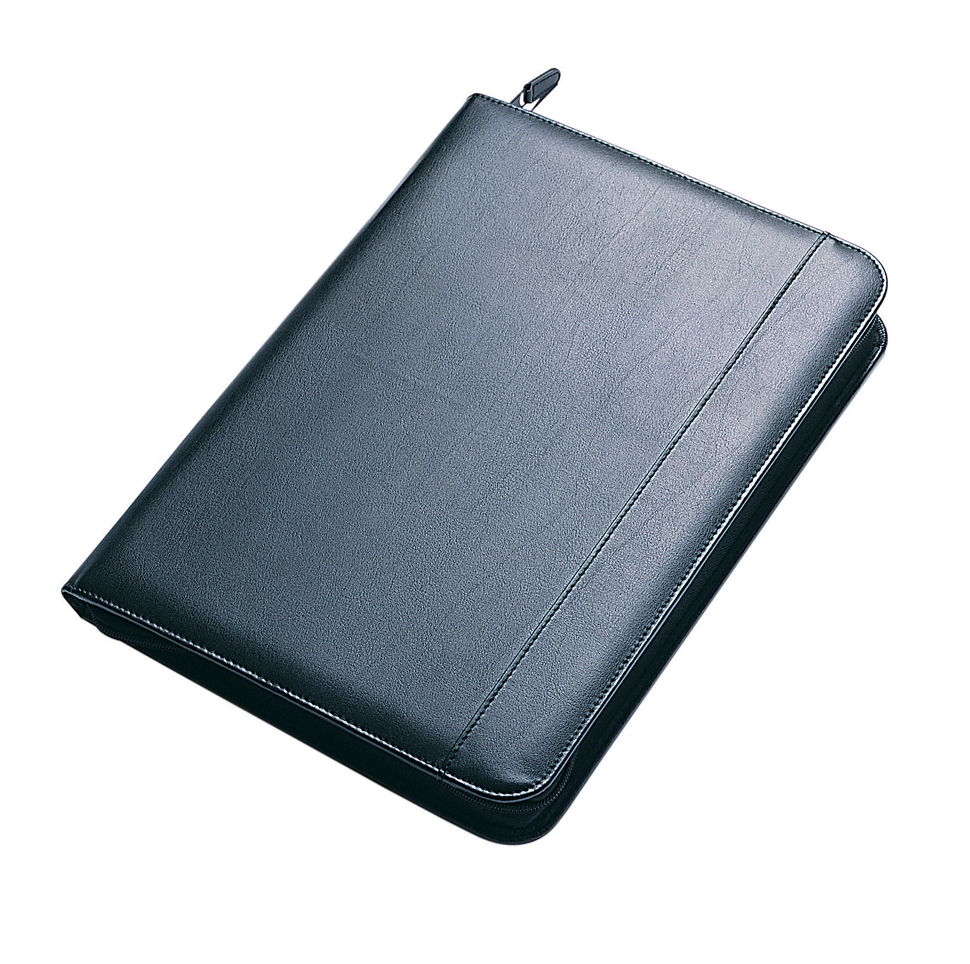Collins A4 Conference Portfolio with Zip Leather Look Black 7018