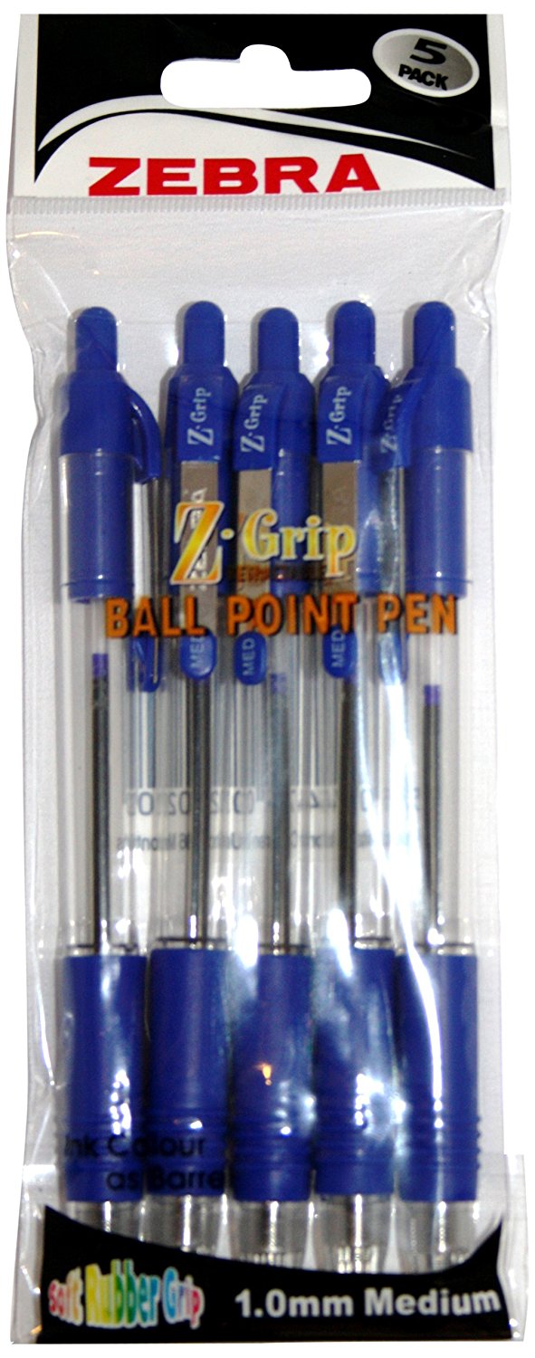 Z Grip Retractable Blue Ballpen PK5
