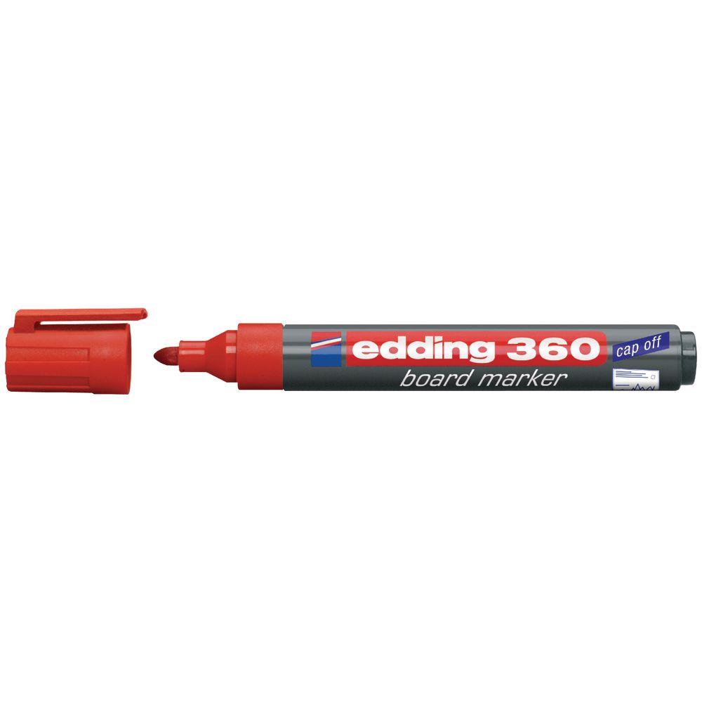 Drywipe Markers edding 360 Whiteboard Marker Bullet Tip 1.5-3mm Line Red (Pack 10)