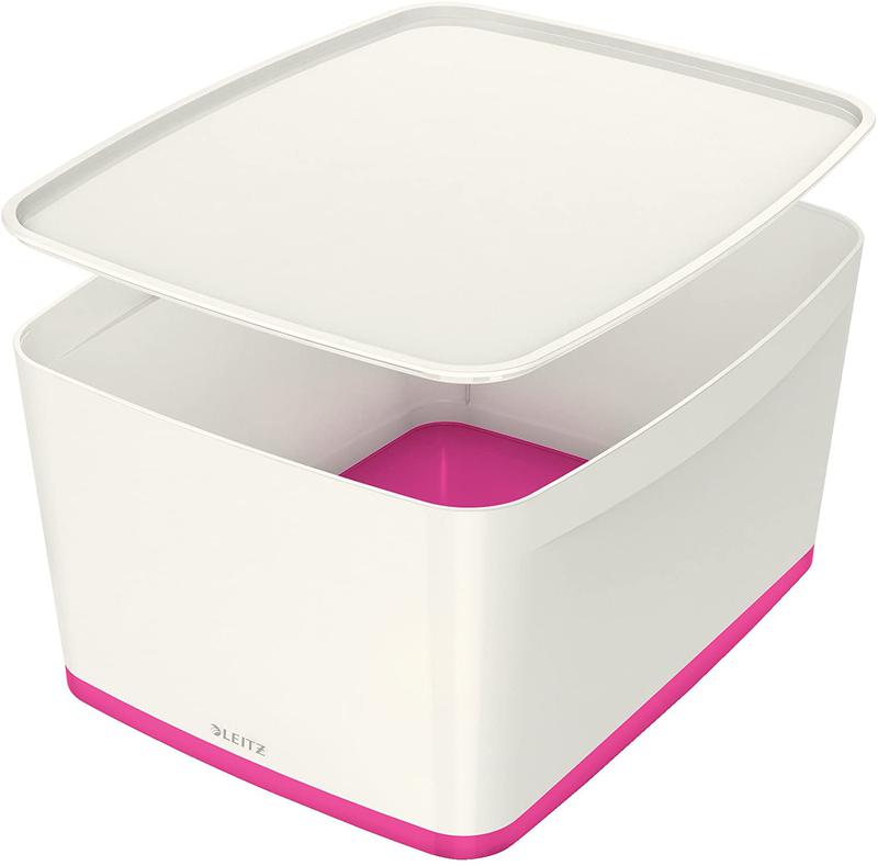 Storage Boxes Leitz MyBox WOW Storage Box Large with Lid White/Pink 52164023