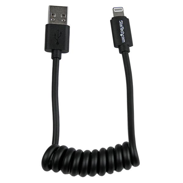 1ft Coiled Black Lightning Cable