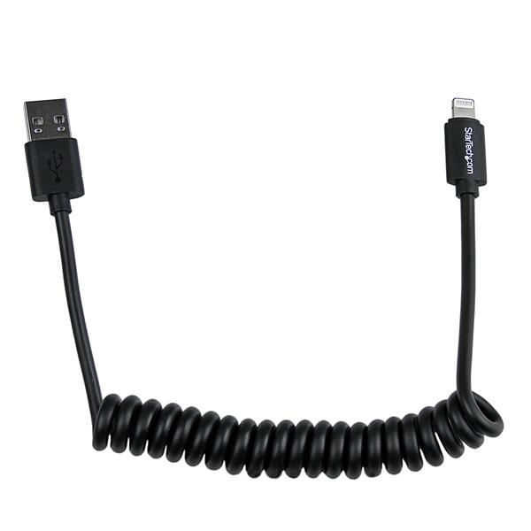 2ft Coiled Black Apple 8pin Lightning