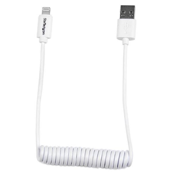 Lightning to USB coiled 2ft white