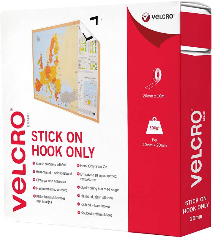 Velcro Hook Only Stick On Tape 20mmx10m White