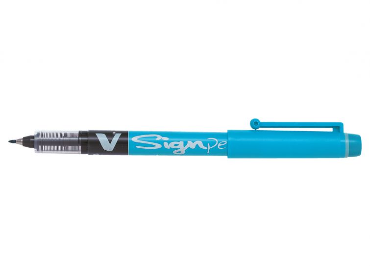 Pilot V Sign Liquid Ink Pen 2mm Tip 0.6mm Line Light Blue (Pack 12)
