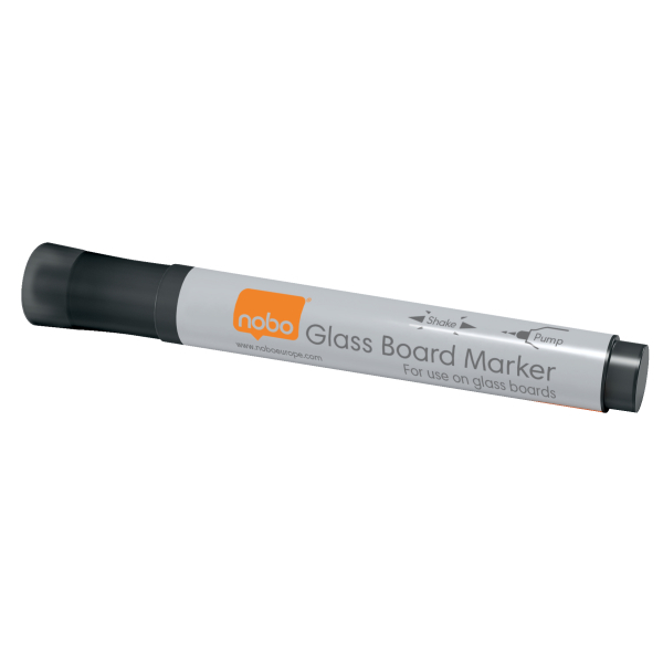 Nobo Glass Wboard Markers Black PK4