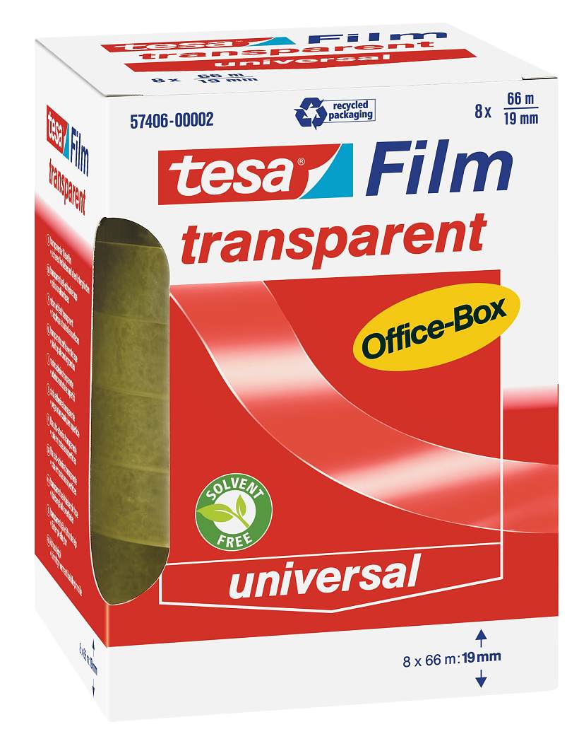 Tesafilm Transparent Tape 19mmx66m Clear (Pack 8)