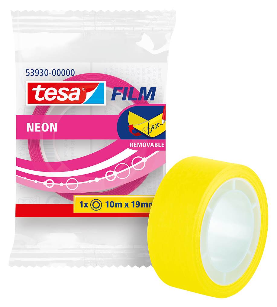 Tesafilm Neon Tape 19mmx10m 10 Pink 10 Yellow (Pack 20)