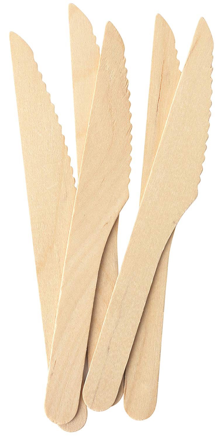 Caterpack Natural Birchwood Knives (Pack 100)