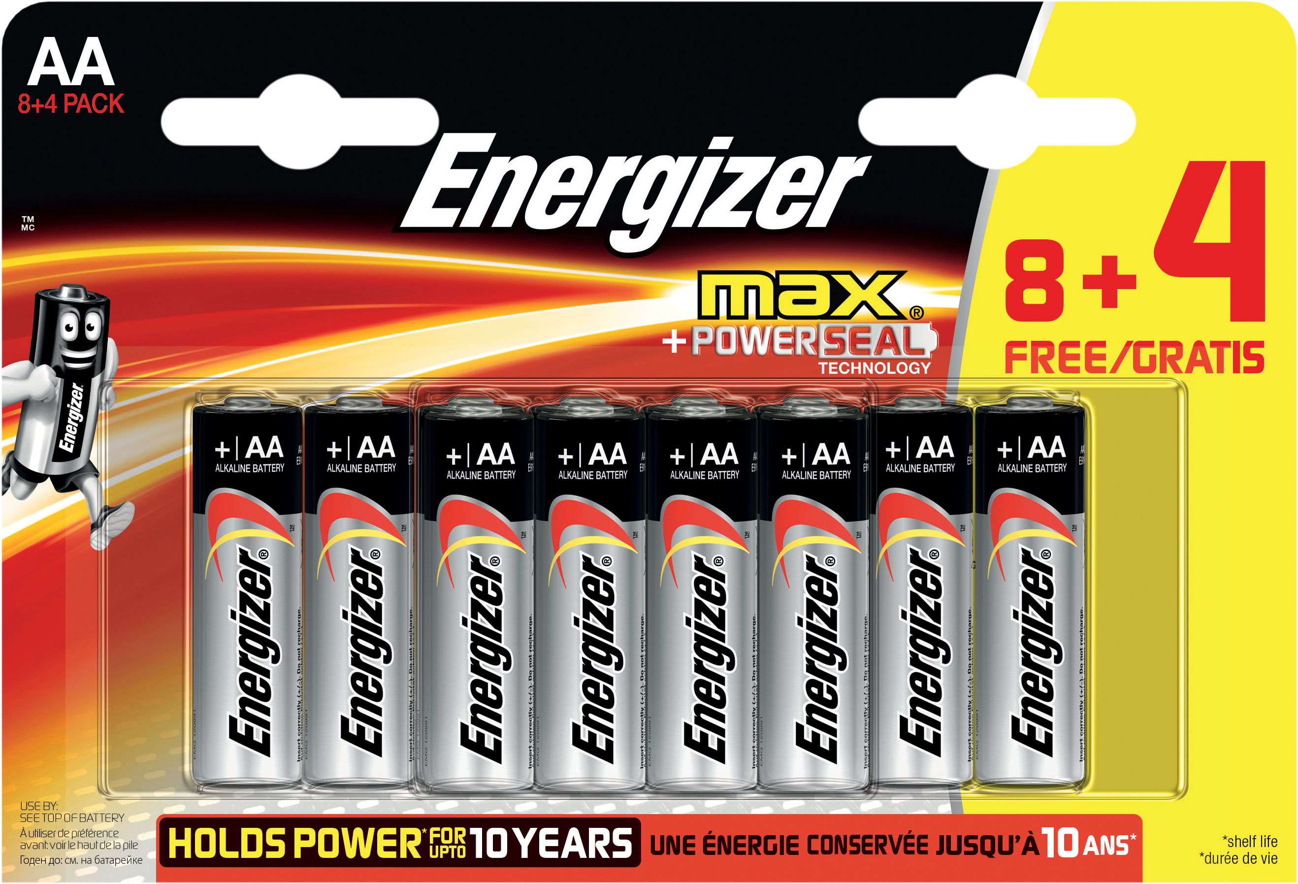 Energizer Max (AA) Alkaline Batteries (Pack 8 plus 4 Free)