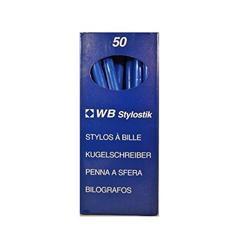 ValueX White Box Ballpoint Pen 1.0mm Tip 0.7mm Line Blue (Pack 50)