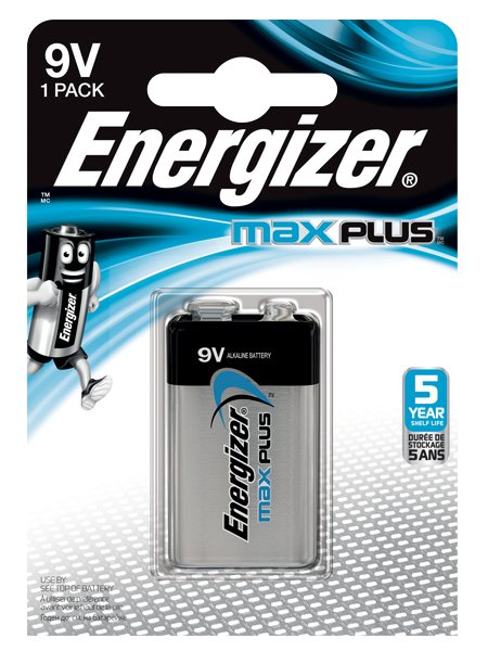9V Energizer Max Plus 9V Alkaline Batteries (Pack 1)