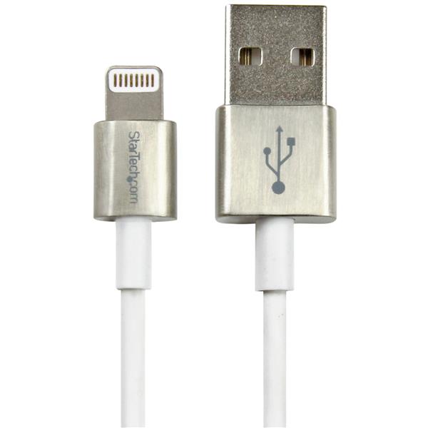 1m Metal Lightning to USB White Cable