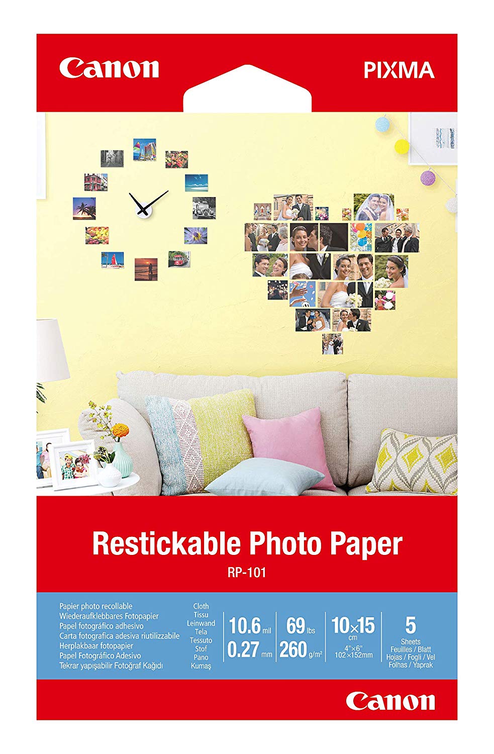 Canon Restickable Photo Paper RP-101 4x6in (Pack of 5) 3635C002