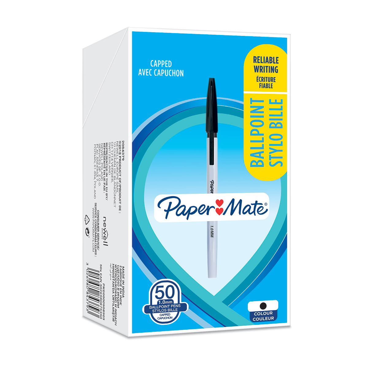 Paper Mate Stick Ballpoint Pen 1.0mm Tip 0.7mm Line Black (Pack 50)