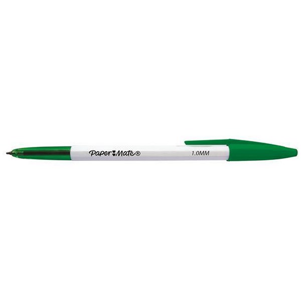 Paper Mate Stick Ballpoint Pen 1.0mm Tip 0.7mm Line Green (Pack 50)