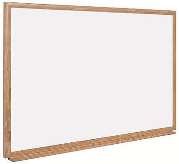 Bi-Office Earth-It Non Magnetic Enamel Whiteboard Oak Wood Frame 600x900mm