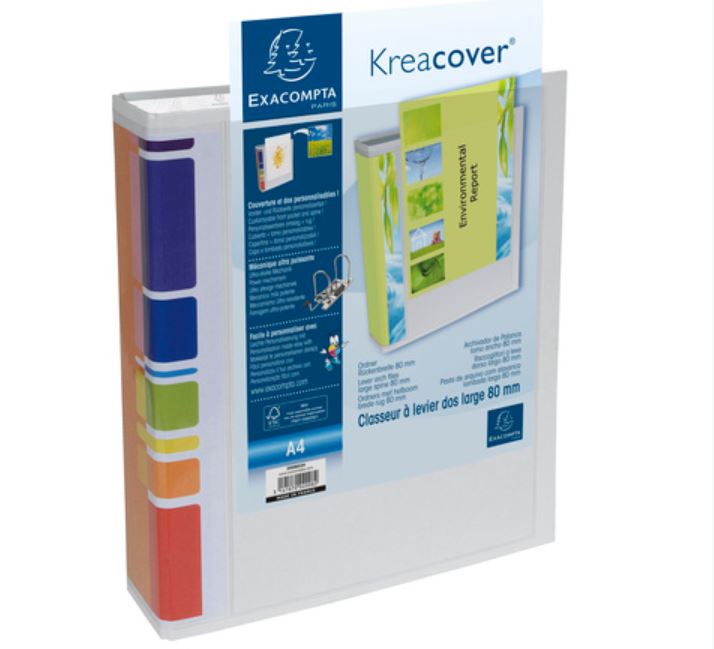 Exacompta Kreacover Prem Touch Lever Arch File PVC A4 80mm Spine Width White (Pack 10)