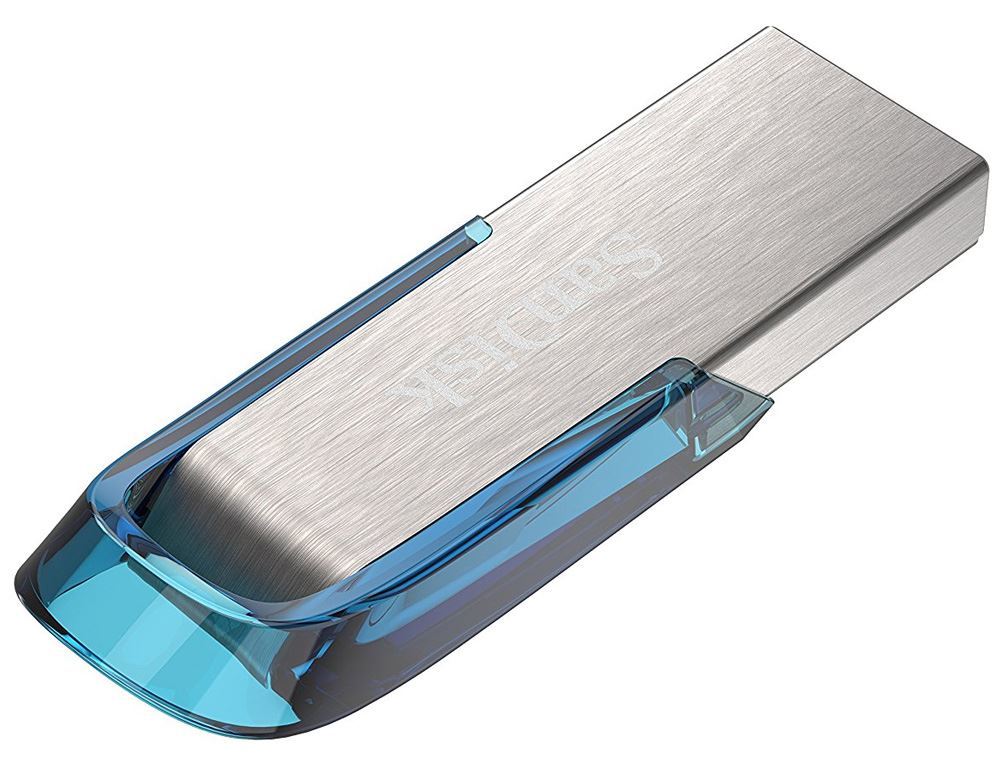 Sandisk Ultra Flair 64Gb Usb 3.0 Tropical Blue And Silver Capless Flash Drive 15