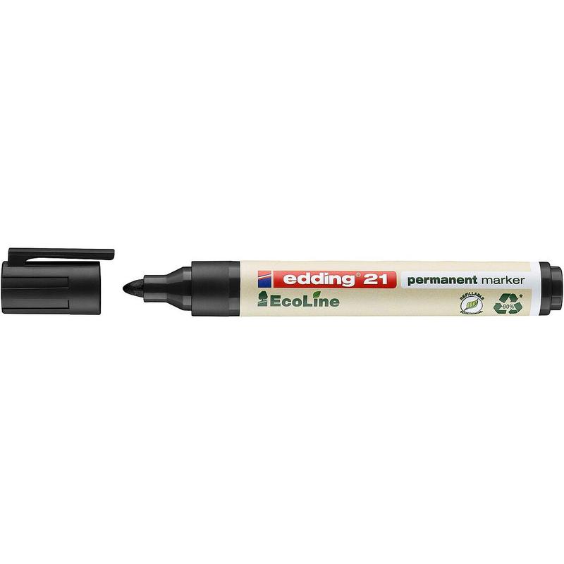 Permanent Markers Edding 21 EcoLine Permanent Marker Bullet Tip 1.5-3mm Line Black (Pack 10)