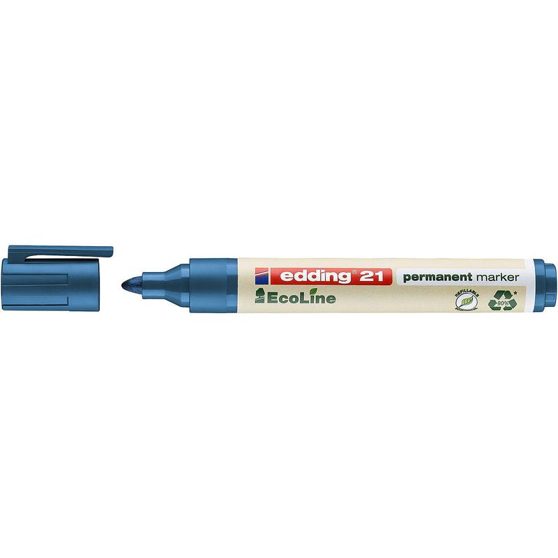 Permanent Markers Edding 21 EcoLine Permanent Marker Bullet Tip 1.5-3mm Line Blue (Pack 10)