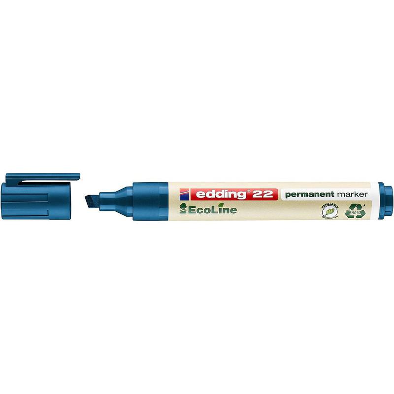 Permanent Markers Edding 22 EcoLine Permanent Marker Chisel Tip 1-5mm Line Blue (Pack 10)