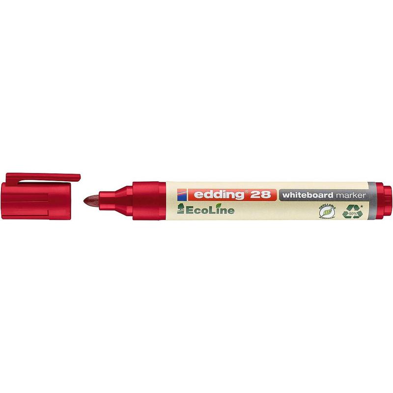 edding 28 EcoLine Whiteboard Marker Bullet Tip 1.5-3mm Line Red (Pack 10)
