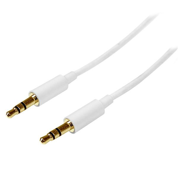 2m White Slim 3.5mm Audio Cable MM