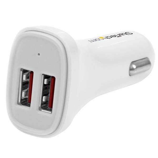 Dual Port USB Car Charger 24W White